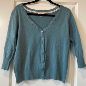Large Teal V-Neck Cardigan
